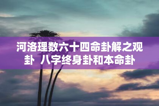 河洛理数六十四命卦解之观卦 八字终身卦和本命卦