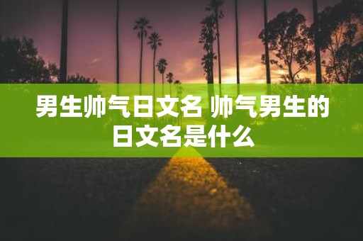 男生帅气日文名 帅气男生的日文名是什么