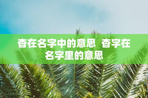 杳在名字中的意思 杳字在名字里的意思