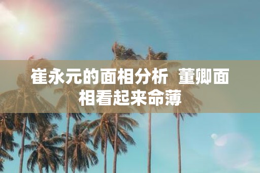 崔永元的面相分析 董卿面相看起来命薄