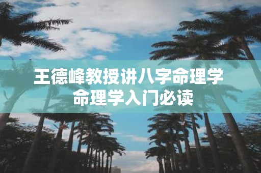 王德峰教授讲八字命理学 命理学入门必读