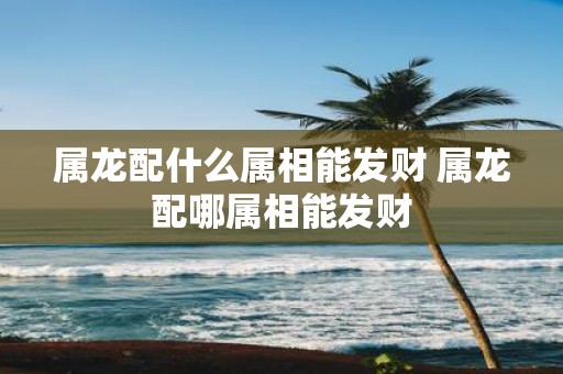 属龙配什么属相能发财 属龙配哪属相能发财