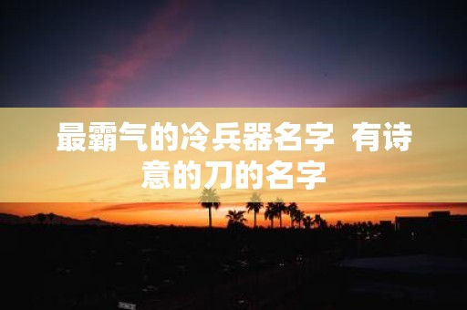 最霸气的冷兵器名字 有诗意的刀的名字