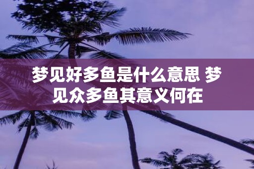 梦见好多鱼是什么意思 梦见众多鱼其意义何在