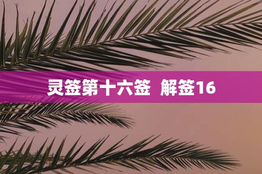灵签第十六签 解签16