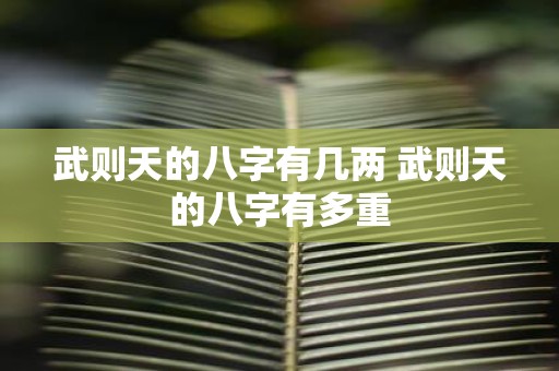 武则天的八字有几两 武则天的八字有多重