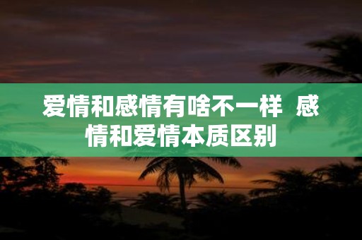 爱情和感情有啥不一样 感情和爱情本质区别