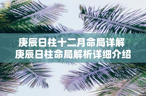 庚辰日柱十二月命局详解 庚辰日柱命局解析详细介绍十二月运势