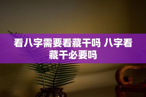 看八字需要看藏干吗 八字看藏干必要吗