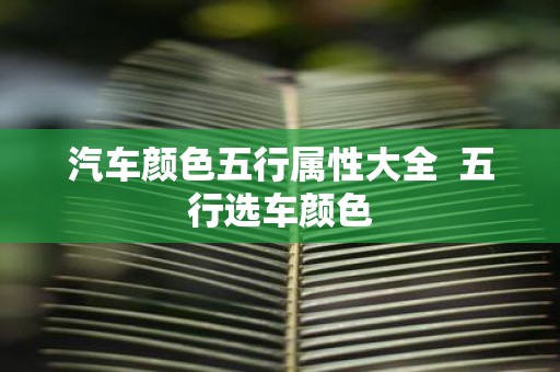 汽车颜色五行属性大全 五行选车颜色