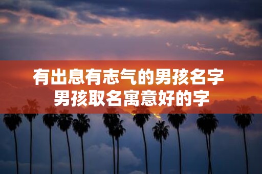 有出息有志气的男孩名字 男孩取名寓意好的字