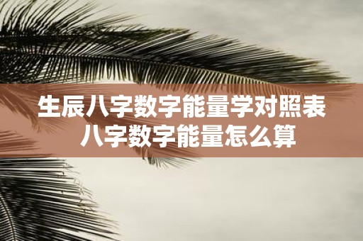 生辰八字数字能量学对照表 八字数字能量怎么算