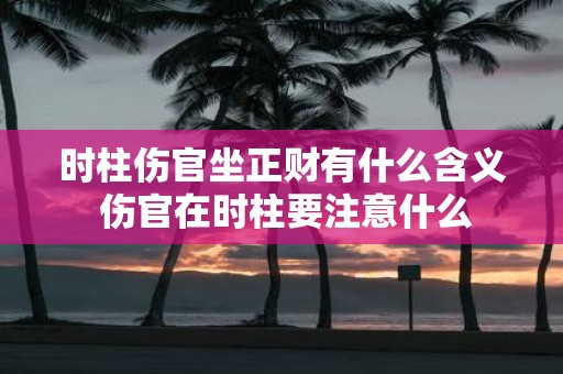 时柱伤官坐正财有什么含义 伤官在时柱要注意什么