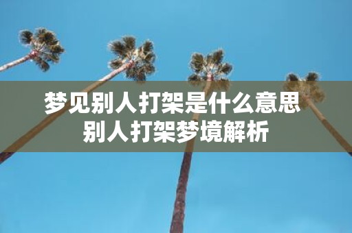 梦见别人打架是什么意思 别人打架梦境解析