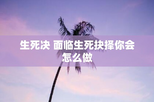 生死决 面临生死抉择你会怎么做