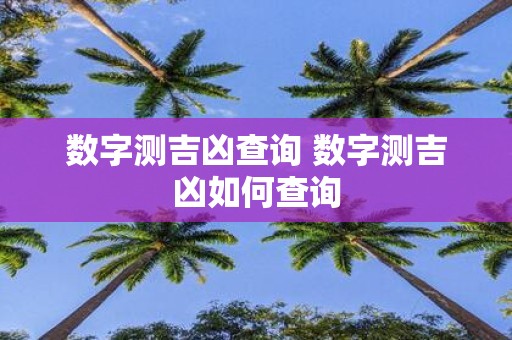 数字测吉凶查询 数字测吉凶如何查询