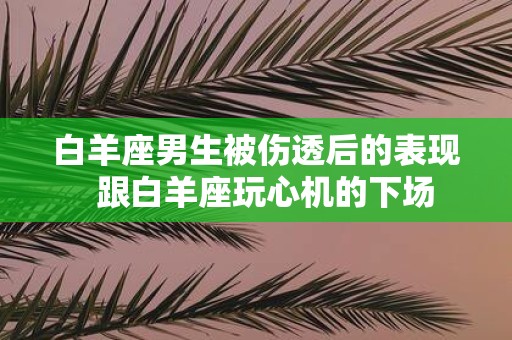 白羊座男生被伤透后的表现 跟白羊座玩心机的下场