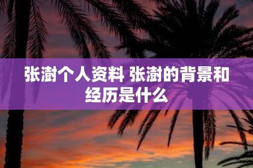 张澍个人资料 张澍的背景和经历是什么