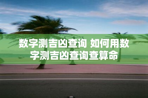 数字测吉凶查询 如何用数字测吉凶查询查算命