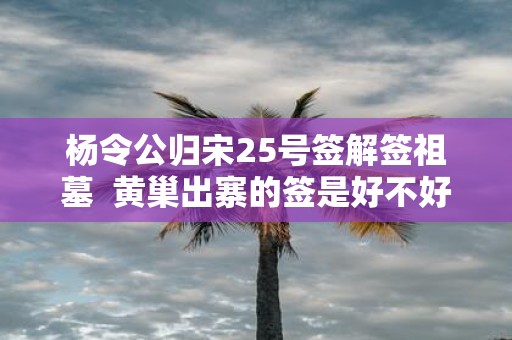 杨令公归宋25号签解签祖墓 黄巢出寨的签是好不好
