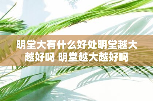 明堂大有什么好处明堂越大越好吗 明堂越大越好吗