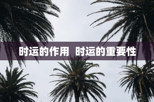 时运的作用 时运的重要性