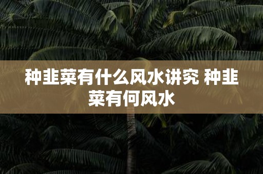 种韭菜有什么风水讲究 种韭菜有何风水