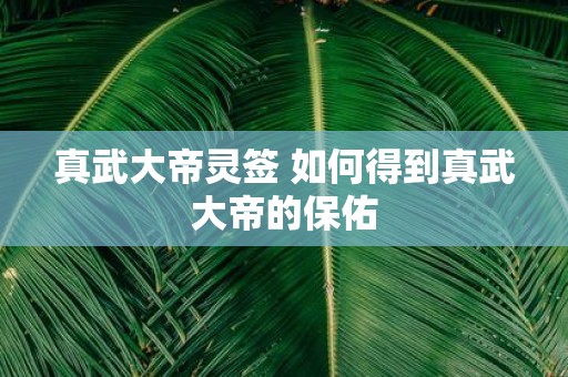 真武大帝灵签 如何得到真武大帝的保佑