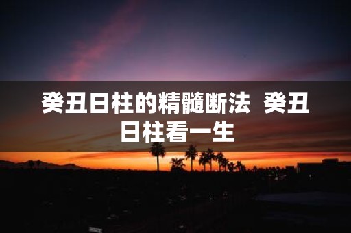 癸丑日柱的精髓断法 癸丑日柱看一生