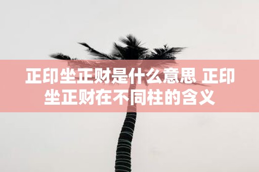 正印坐正财是什么意思 正印坐正财在不同柱的含义