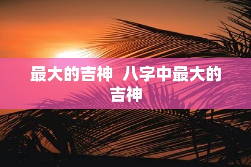 最大的吉神 八字中最大的吉神