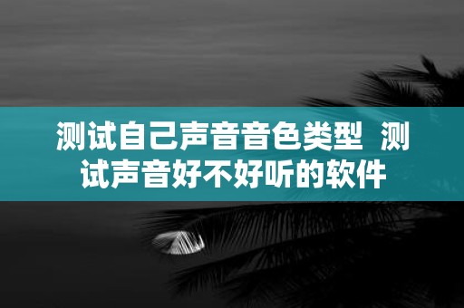 测试自己声音音色类型 测试声音好不好听的软件