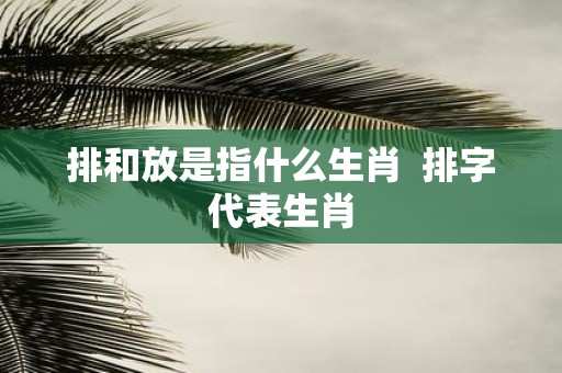 排和放是指什么生肖 排字代表生肖