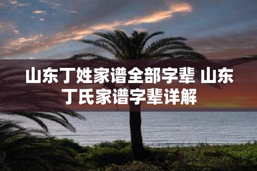 山东丁姓家谱全部字辈 山东丁氏家谱字辈详解
