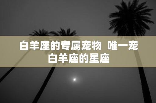 白羊座的专属宠物 唯一宠白羊座的星座