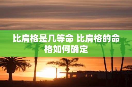 比肩格是几等命 比肩格的命格如何确定
