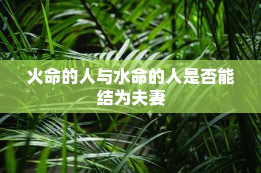 火命的人与水命的人是否能结为夫妻