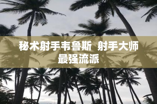 秘术射手韦鲁斯 射手大师最强流派