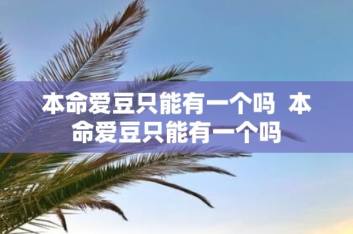 本命爱豆只能有一个吗 本命爱豆只能有一个吗