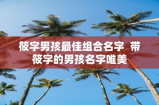 筱字男孩最佳组合名字 带筱字的男孩名字唯美