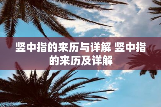 竖中指的来历与详解 竖中指的来历及详解
