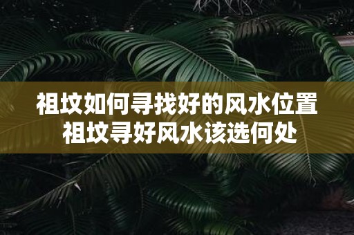 祖坟如何寻找好的风水位置 祖坟寻好风水该选何处