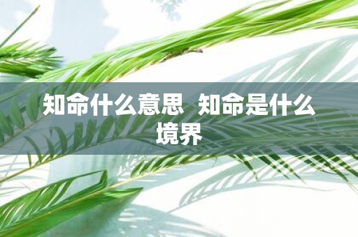 知命什么意思 知命是什么境界