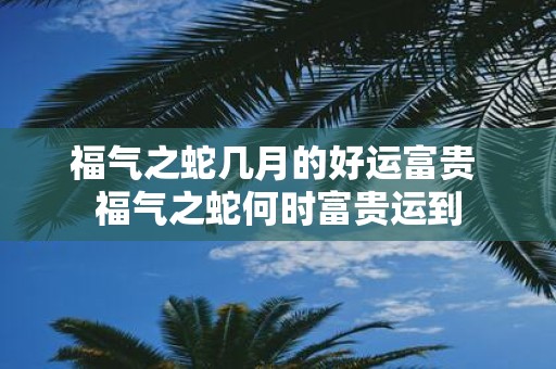 福气之蛇几月的好运富贵 福气之蛇何时富贵运到