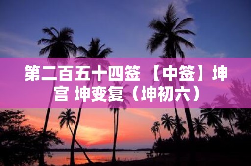 第二百五十四签 【中签】坤宫 坤变复（坤初六）