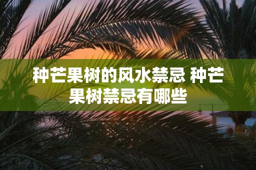 种芒果树的风水禁忌 种芒果树禁忌有哪些