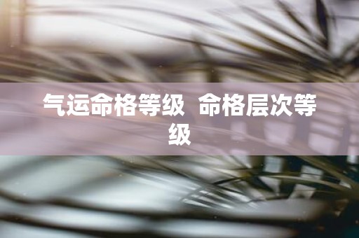 气运命格等级 命格层次等级