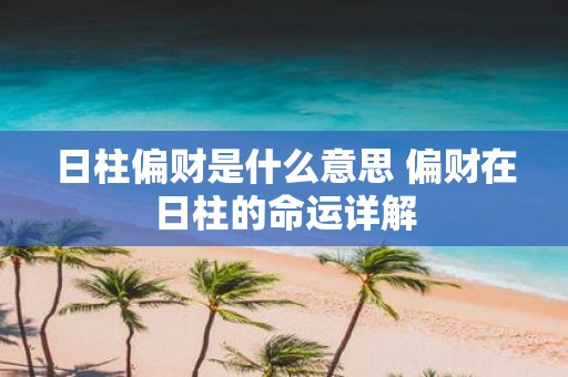 日柱偏财是什么意思 偏财在日柱的命运详解