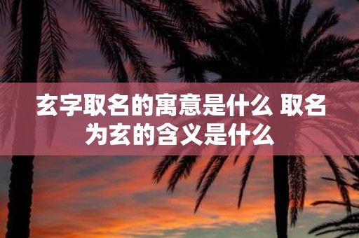玄字取名的寓意是什么 取名为玄的含义是什么