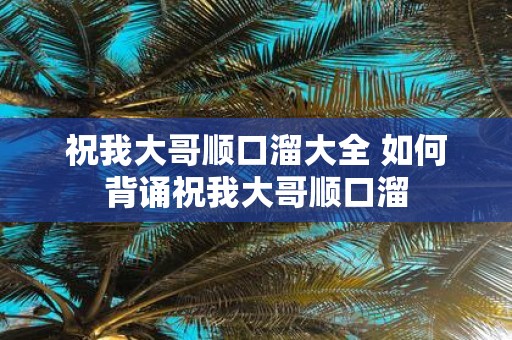 祝我大哥顺口溜大全 如何背诵祝我大哥顺口溜